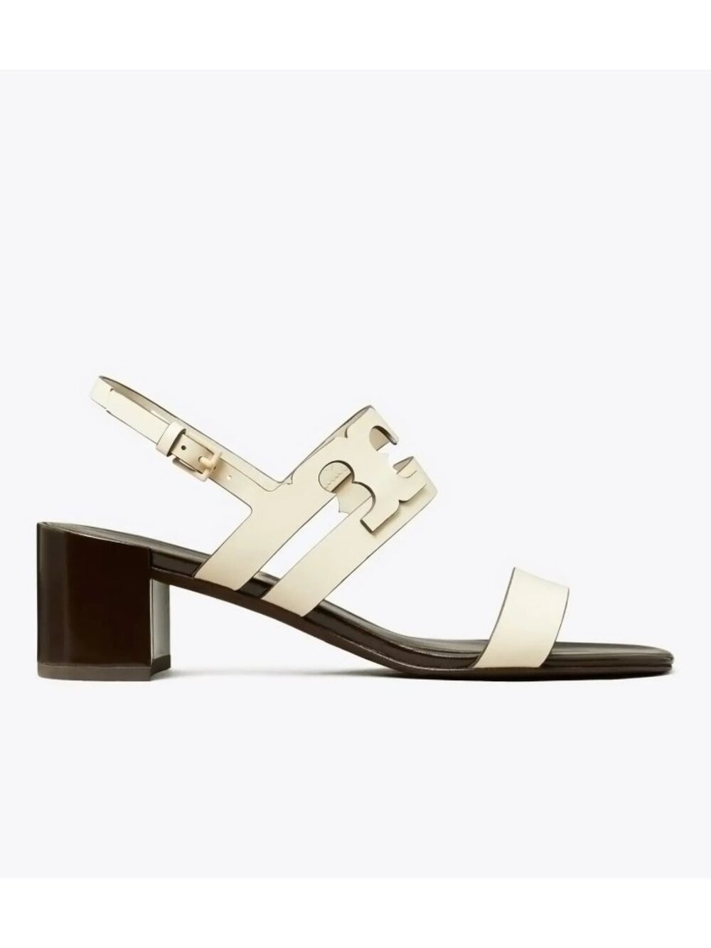 Tory Burch Ines Cage Heel Sandals 50MM Light Cream/Cocoa Women Size 10.5 & 11